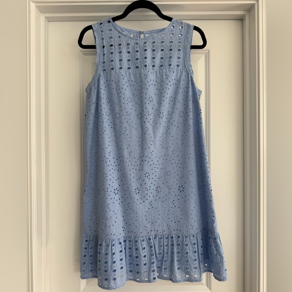 LOFT Light Blue Eyelet Shift Dress - Picture 9 of 15